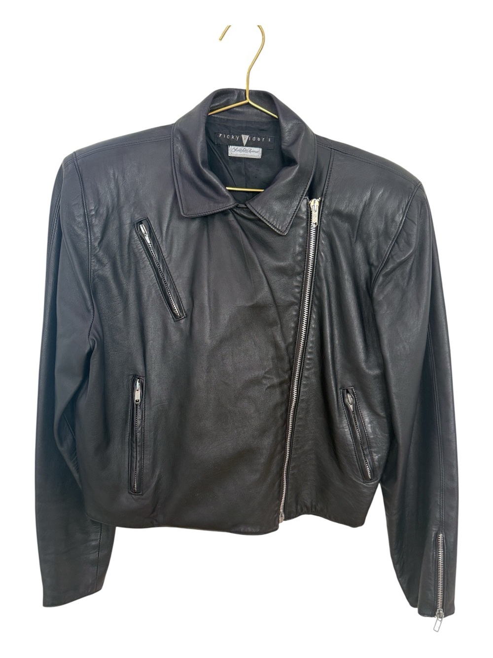 Vintage 80s Ricky Vider Saks Fifth Avenue Leather Moto Jacket Black Size S